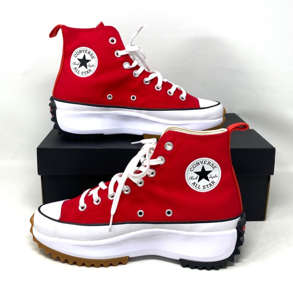 Converse Run Star Hike Shoes Platform Women Canvas Red High Top Sneakers A06157C - Picture 5 of 11